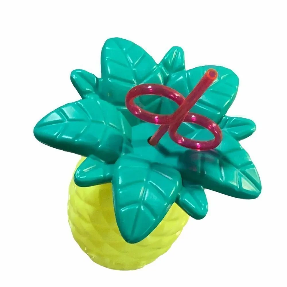 PINK Victorias Secret Pineapple Cup Mug Swirly Straw 3D Summer Tropical BPA Free